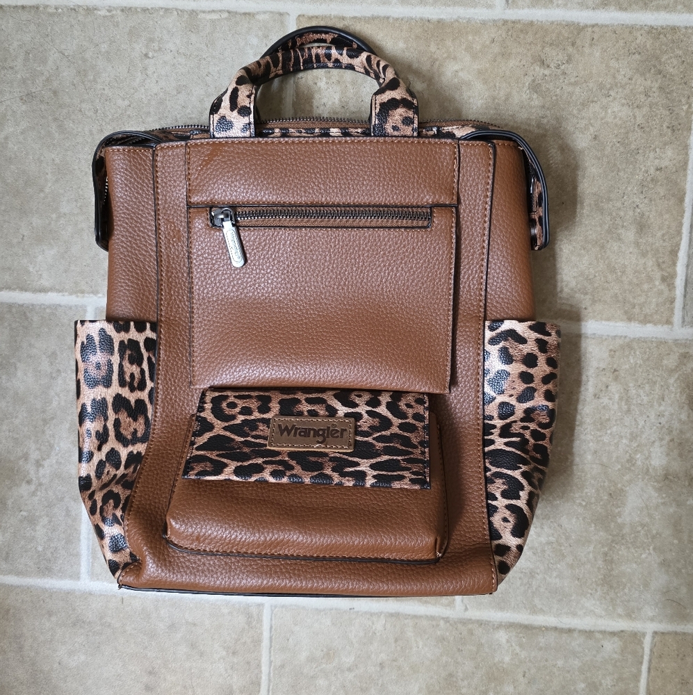 Wrangler Tan and Leopard Print Bag
